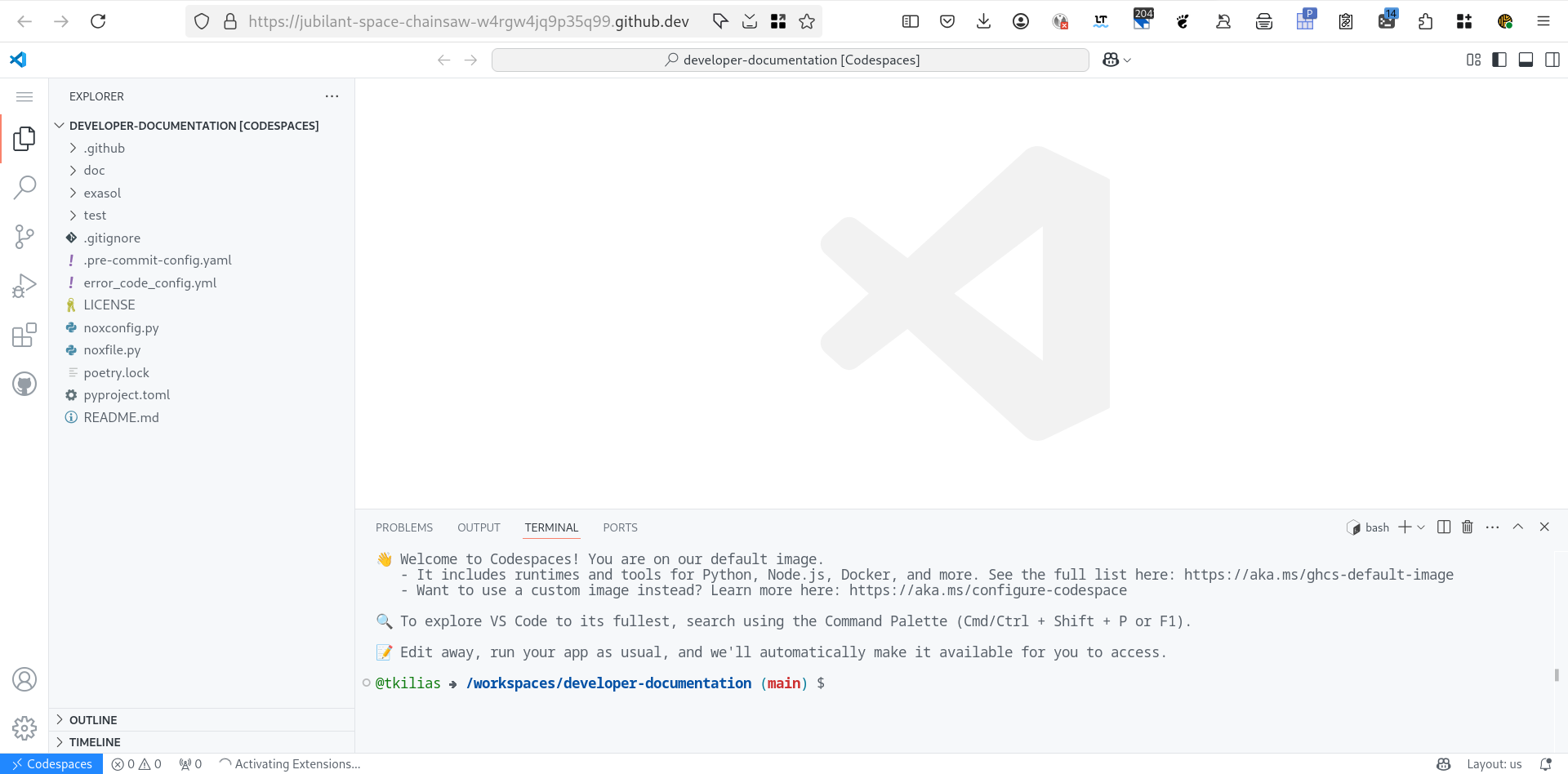 Wait for Codespace to start (can take a few minutes)